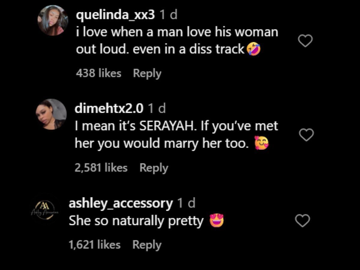 Netizens discuss the rapper's engagement to Serayah on the Ray Vaughn diss track. (Image via Instagram/@theshaderoom)